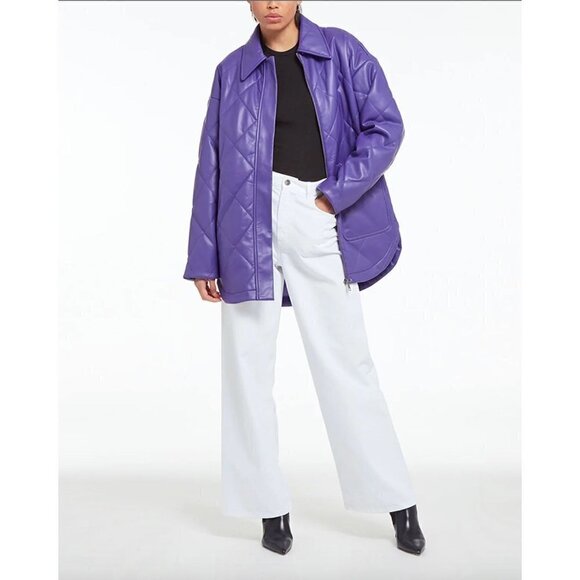 Apparis Stevie Faux Leather Coat Electric Purple Womens Size Small - Picture 1 of 13